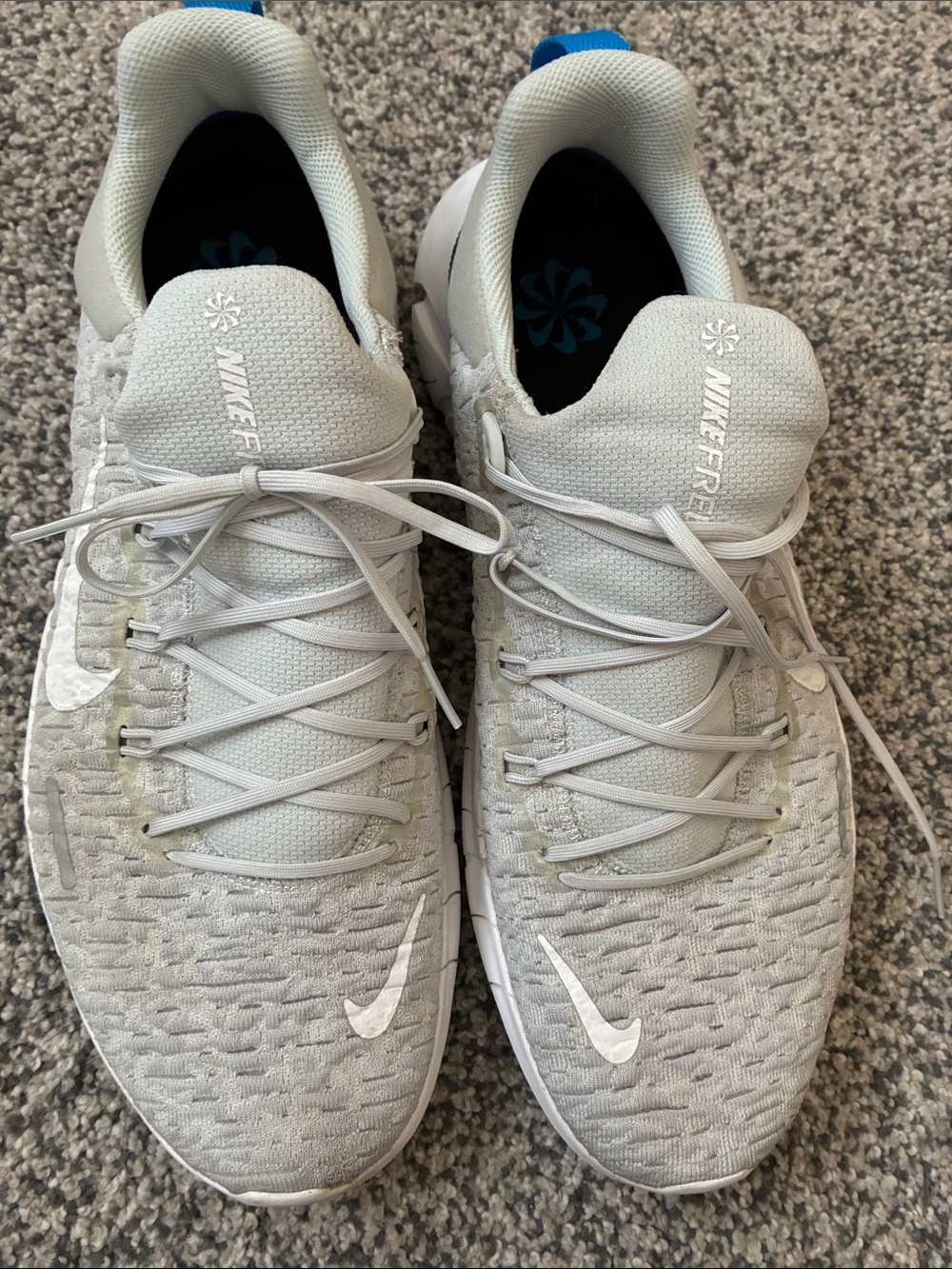 Nike Gray Free Runs with Blue and Black Accents. Size 12. - Picture 2 of 5